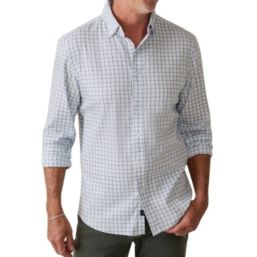 Faherty Reserve Mens XXL The Movement Shirt Blue Lake Avon Plaid Performance NWT